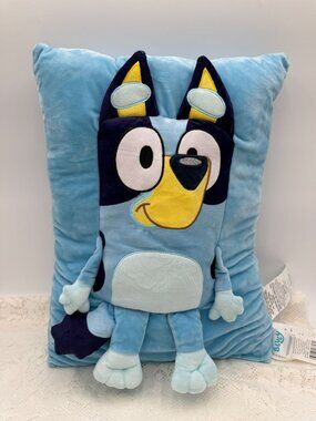 Bluey Plush Pillow Buddy Soft Polyester Kids Room Decor 16" Blue & Yellow